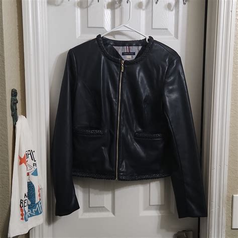 faux leather from tommy hilfiger and michael kors|Tommy Hilfiger faux leather jacket.